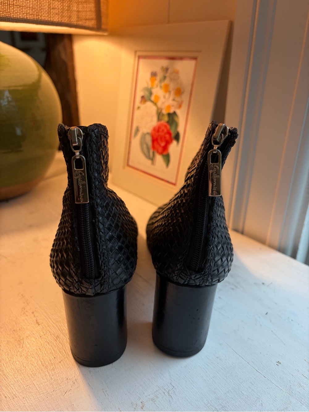 Woven Block-Heel Ankle Booties in Black - Women - Picture 5 of 7